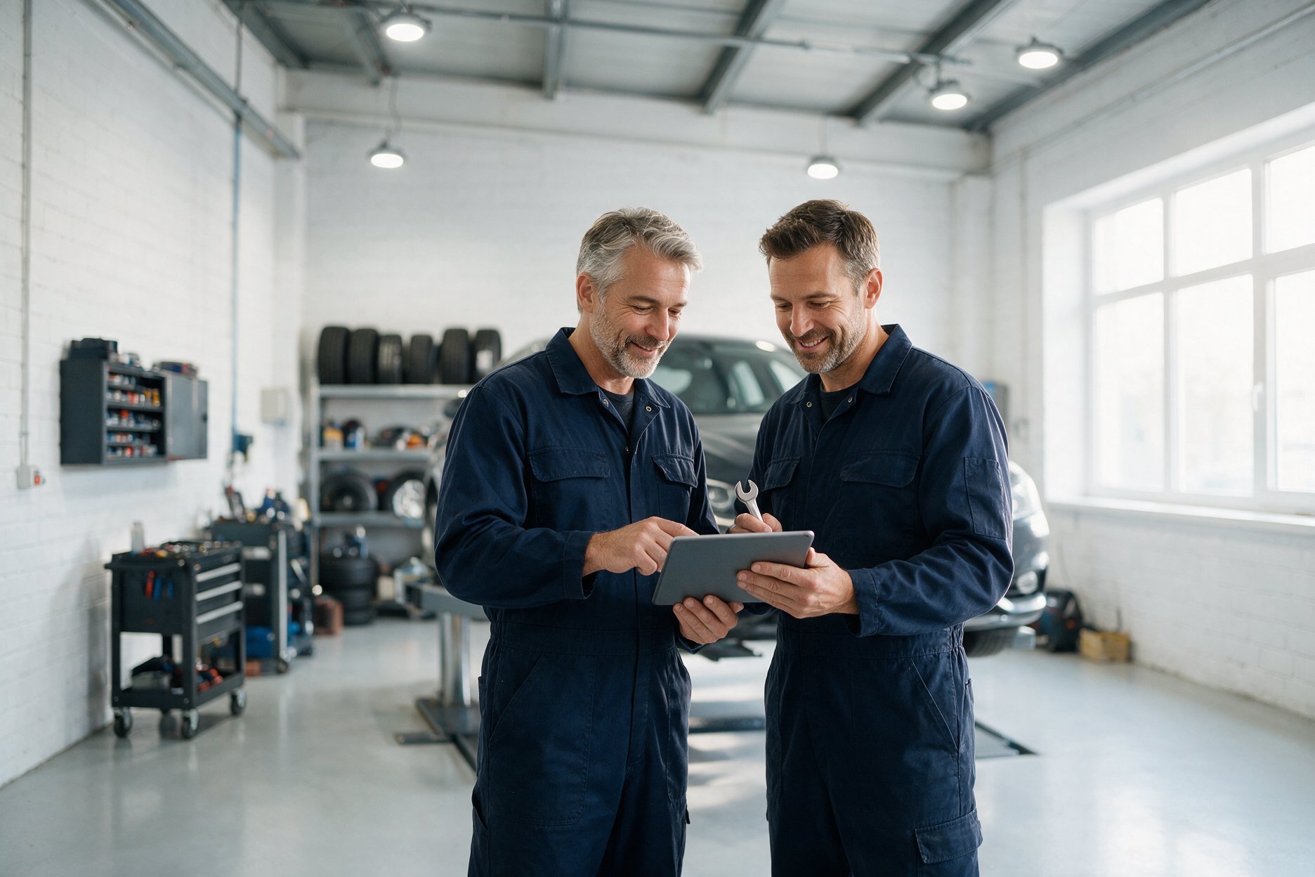 Mekaniker på Västberga Auto Service AB går igenom felsökning
